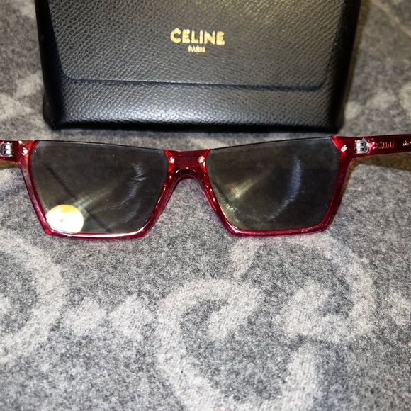 Celine vibrant red❤️🔥 Square Mirrored Sunglasses w/ Tags - Picture 6 of 8